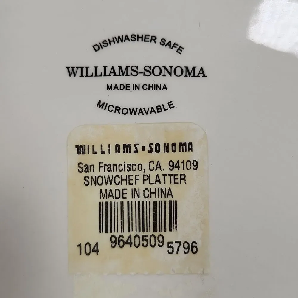 🔹️Williams Sonoma Ivory & Red Snowmen Chef Serving Platter